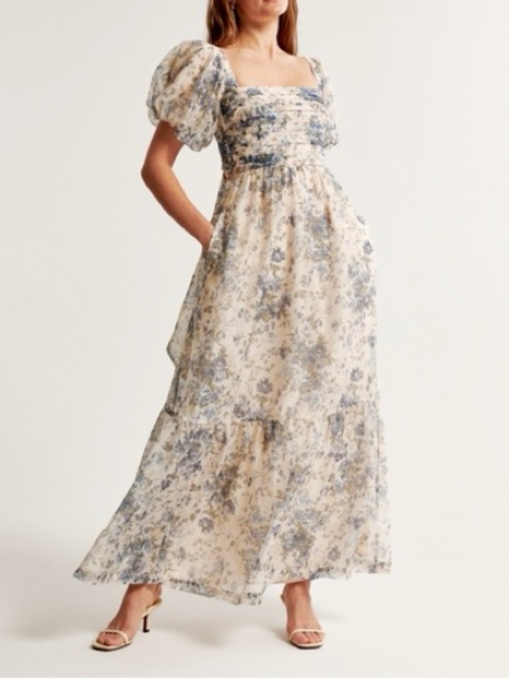 Abercrombie & Fitch Emerson Blue and Cream Floral Backless Drama Bow Large